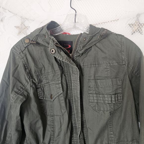 Yoki Collection Canvas Medium Military Jacket Hood Utility Streetwear Neutral - Picture 10 of 16